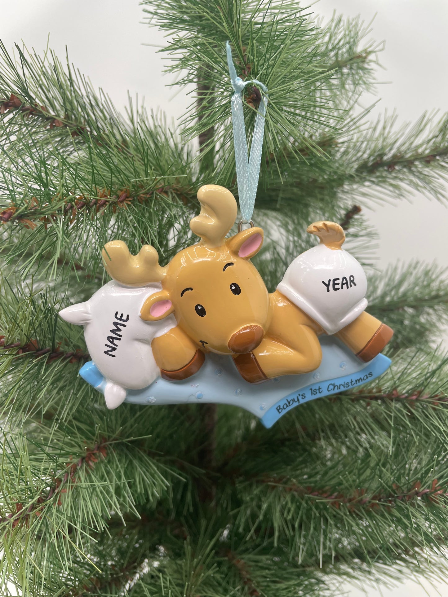 Baby Reindeer Blue Ornament