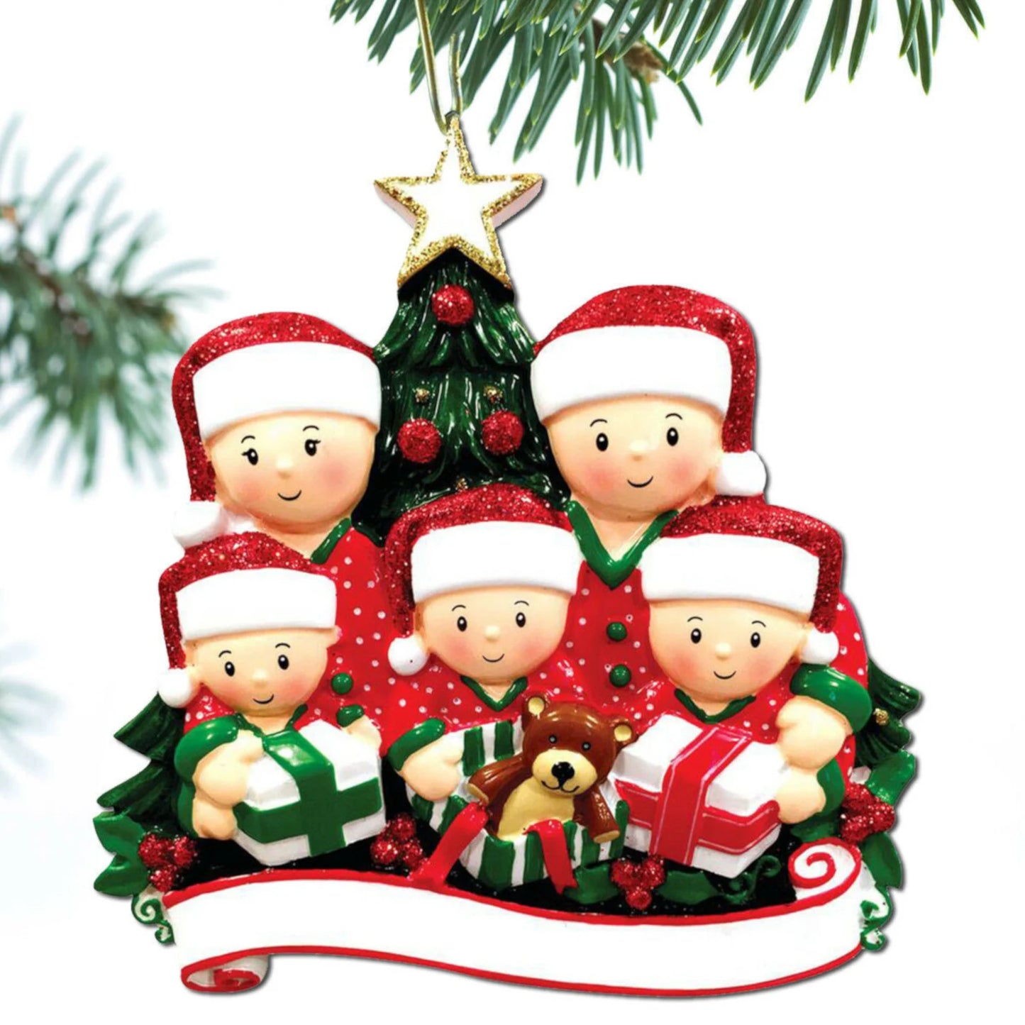 Opening Presents Family Ornament Personalized Ornament Family of 2 3 4 5 6 Christmas Ornament Holiday Gift - Family of 6