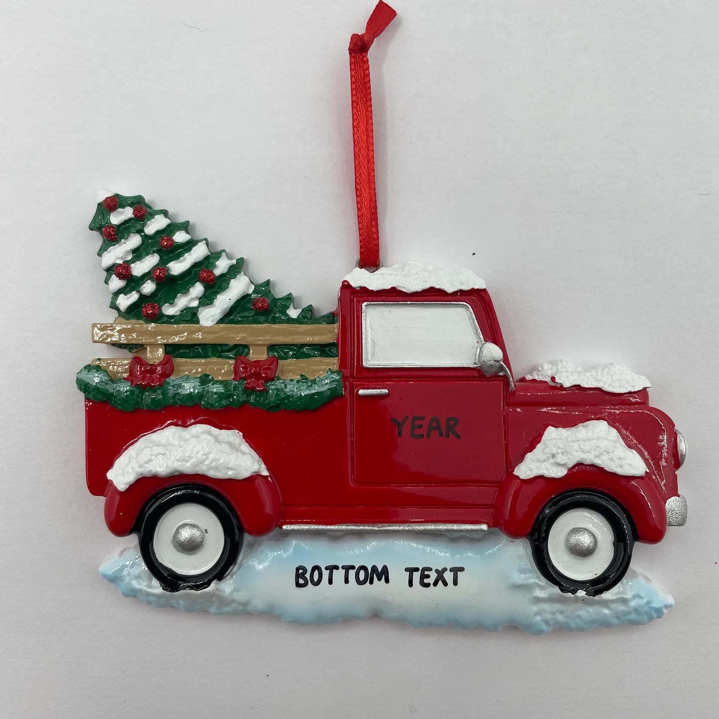 Red Truck with Christmas Tree