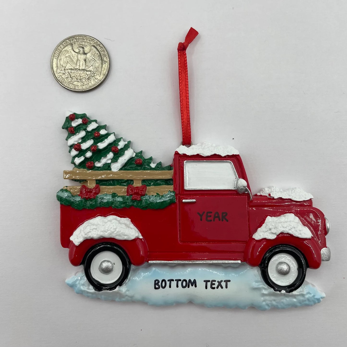 Red Truck with Christmas Tree