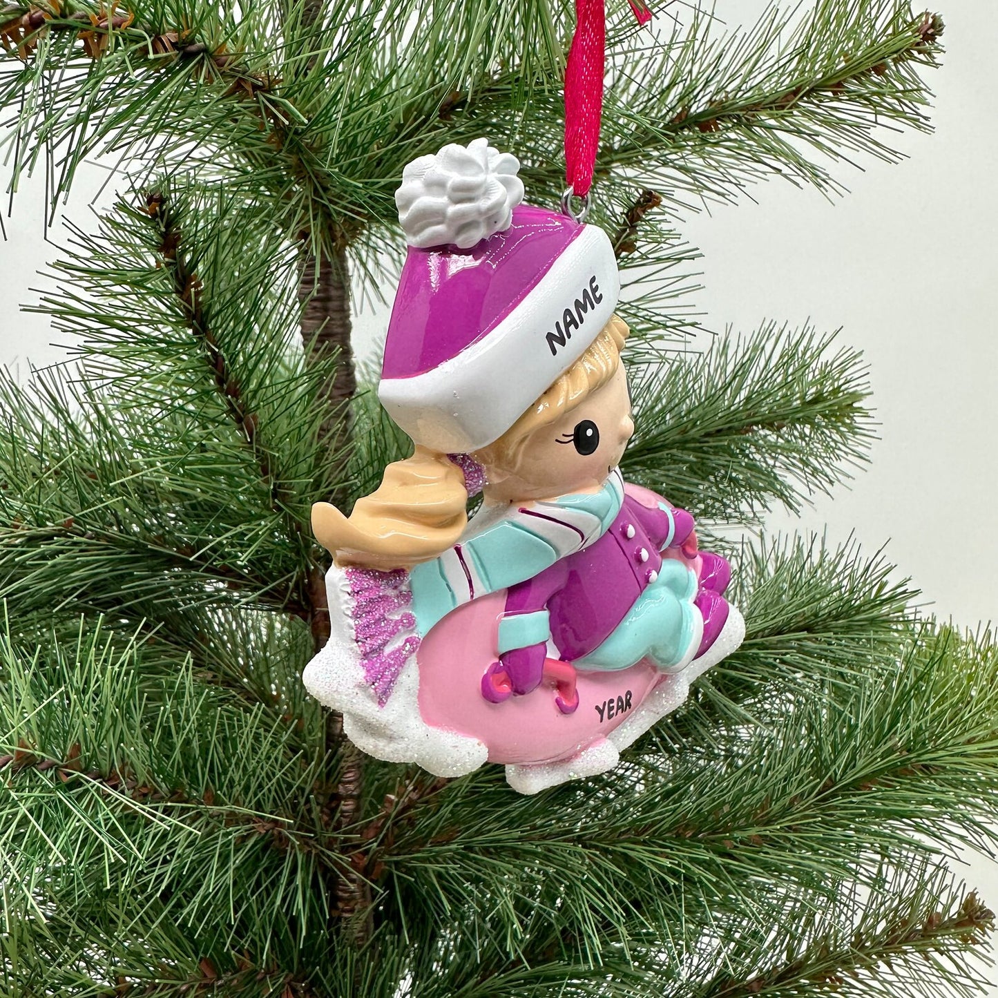 Girl on Sled Personalized Ornament