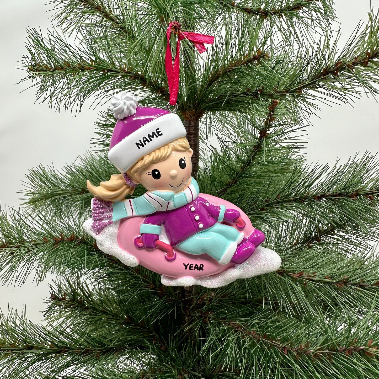 Girl on Sled Personalized Ornament