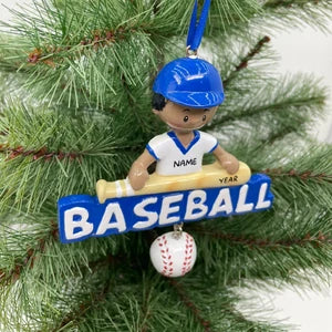 African American Baseball Boy Ornament Sports