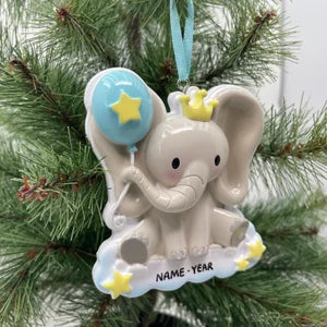 Baby Boy Ornament Baby Elephant Personalized