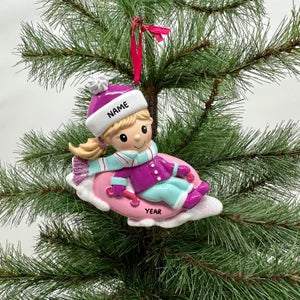 Girl Snow Tubing Personalized Ornament