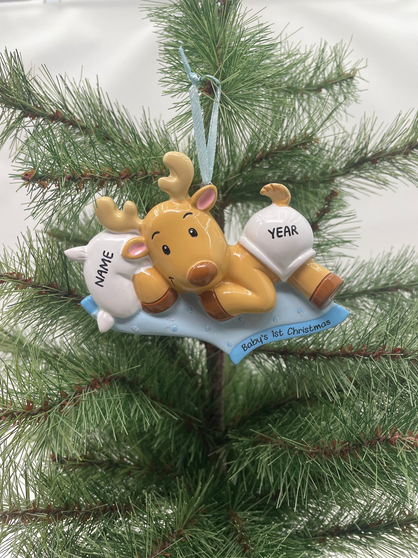 Baby Reindeer Blue Ornament