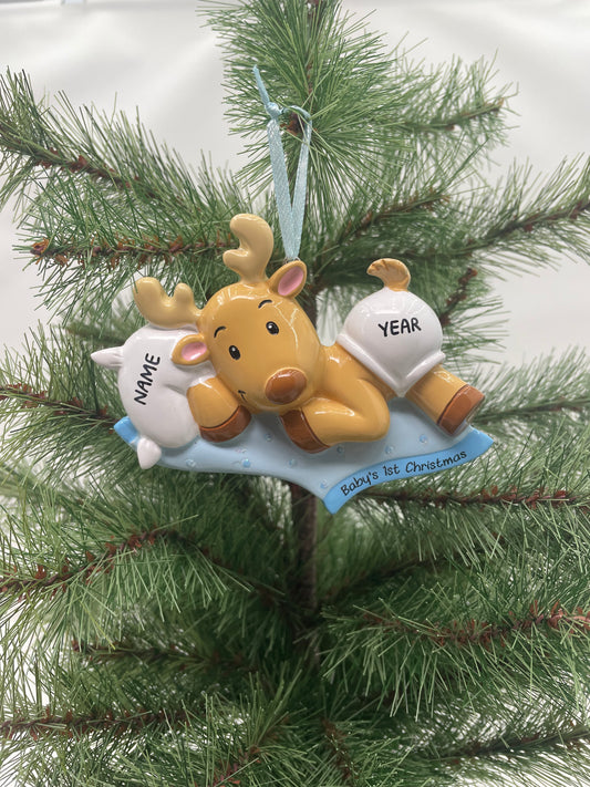 Baby Reindeer Blue Ornament