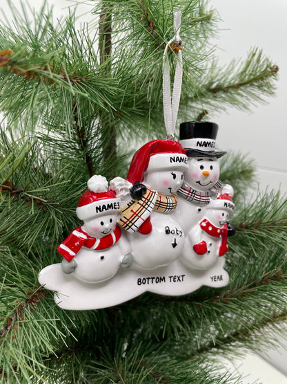 We're Expecting with Two Children Personalized Christmas Ornament