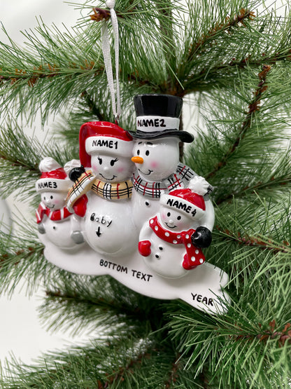 We're Expecting with Two Children Personalized Christmas Ornament