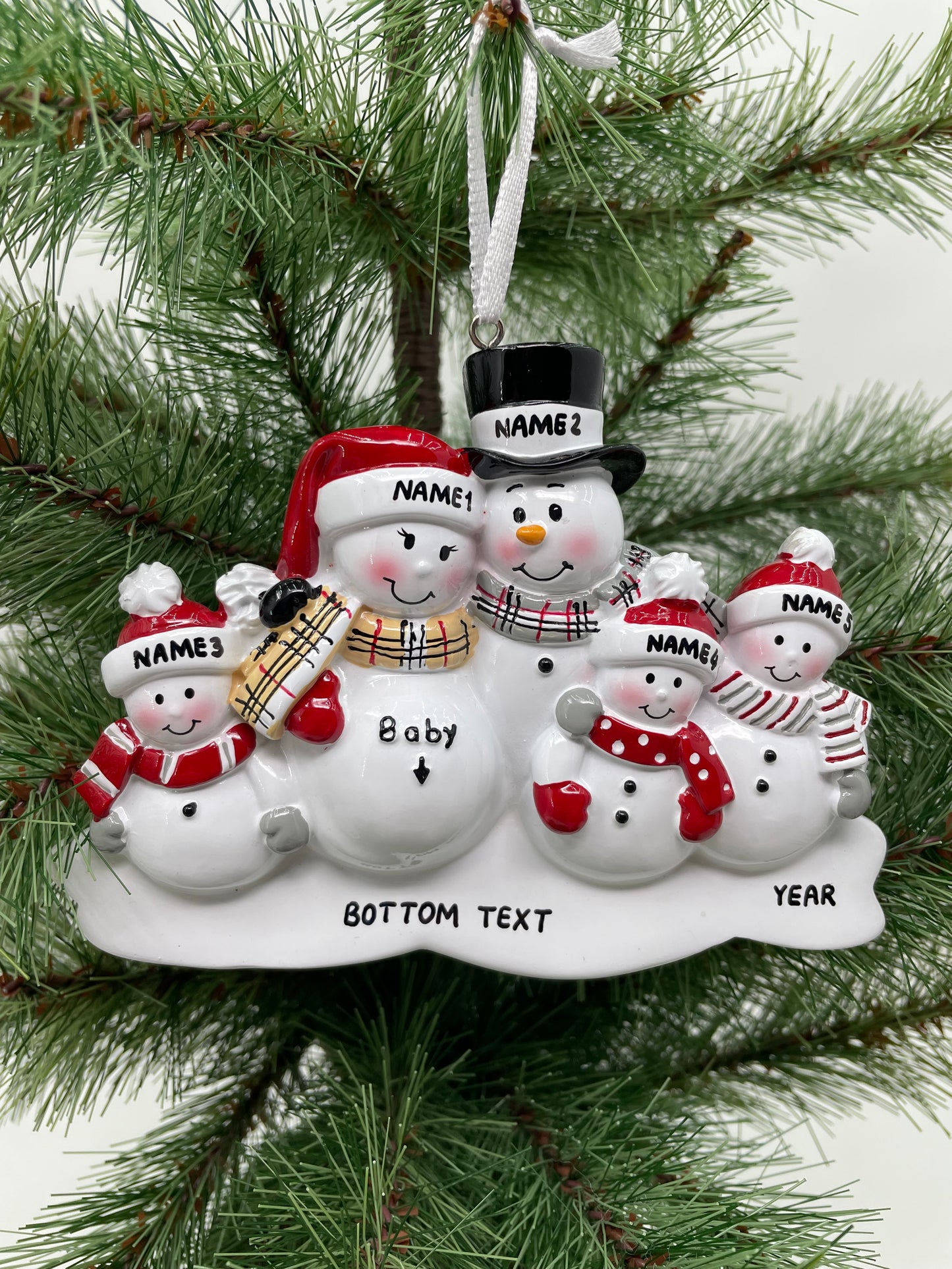 We're Expecting with Three Children Personalized Christmas Ornament