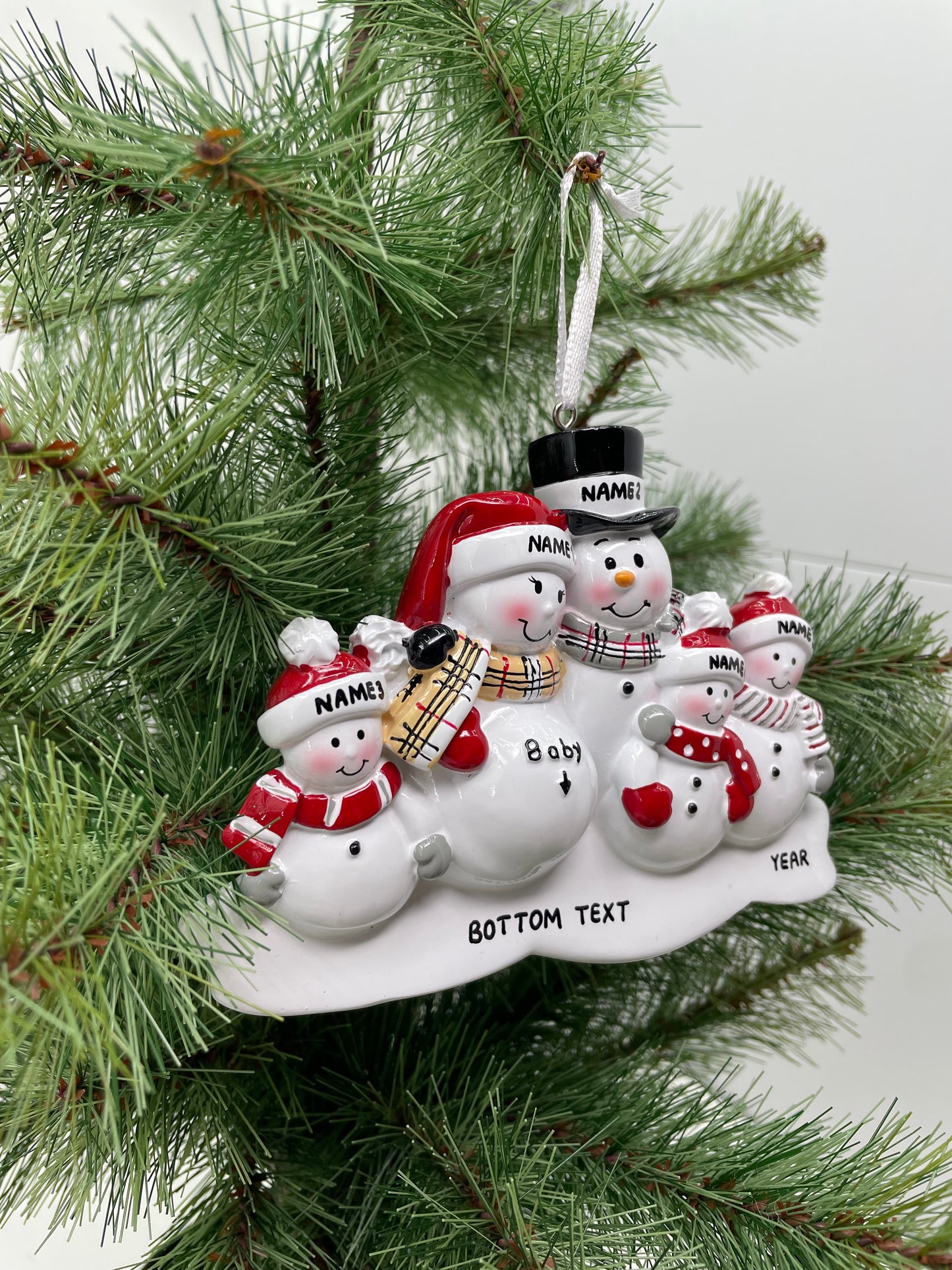 We're Expecting with Three Children Personalized Christmas Ornament