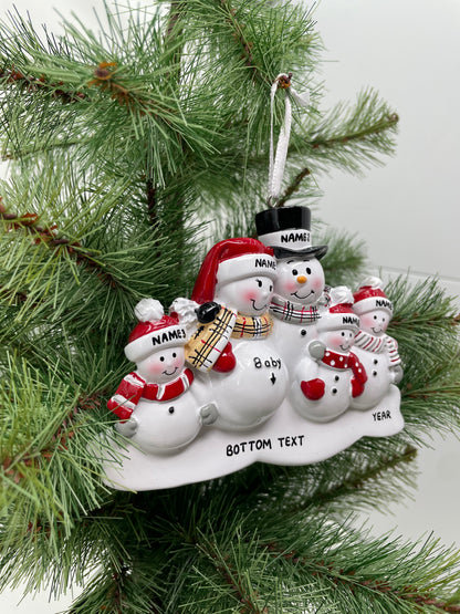 We're Expecting with Three Children Personalized Christmas Ornament