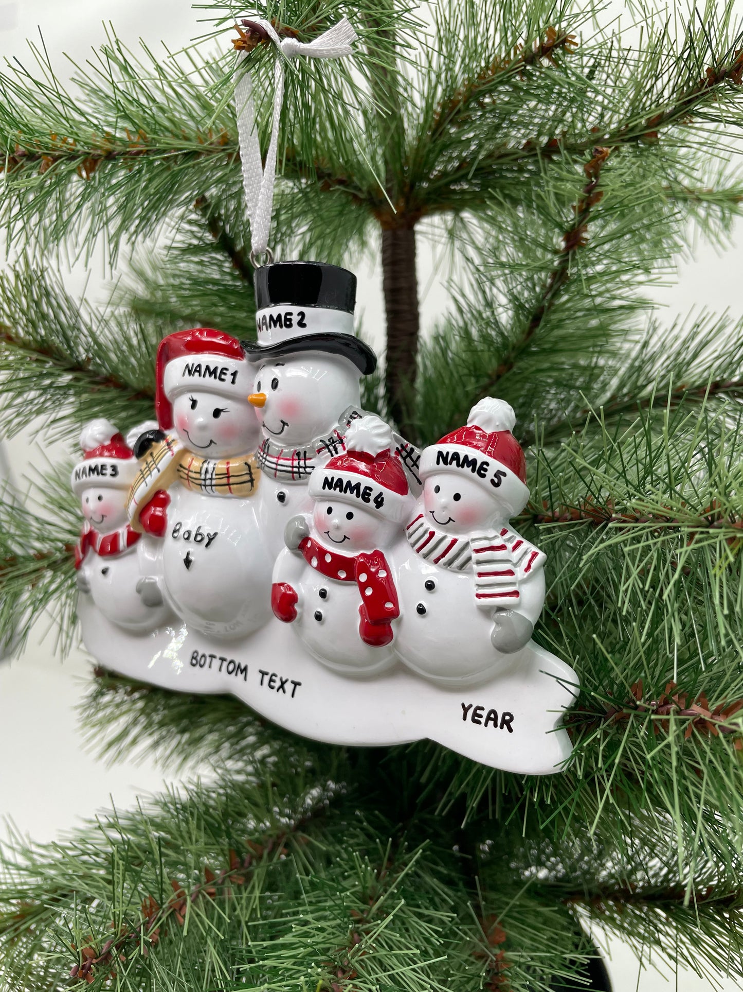 We're Expecting with Three Children Personalized Christmas Ornament