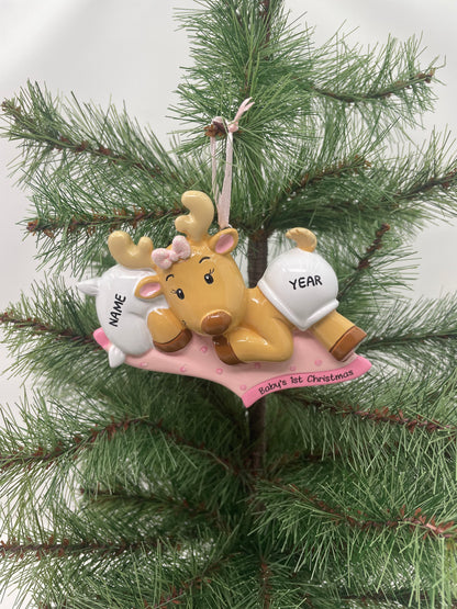 Baby Reindeer Pink Ornament