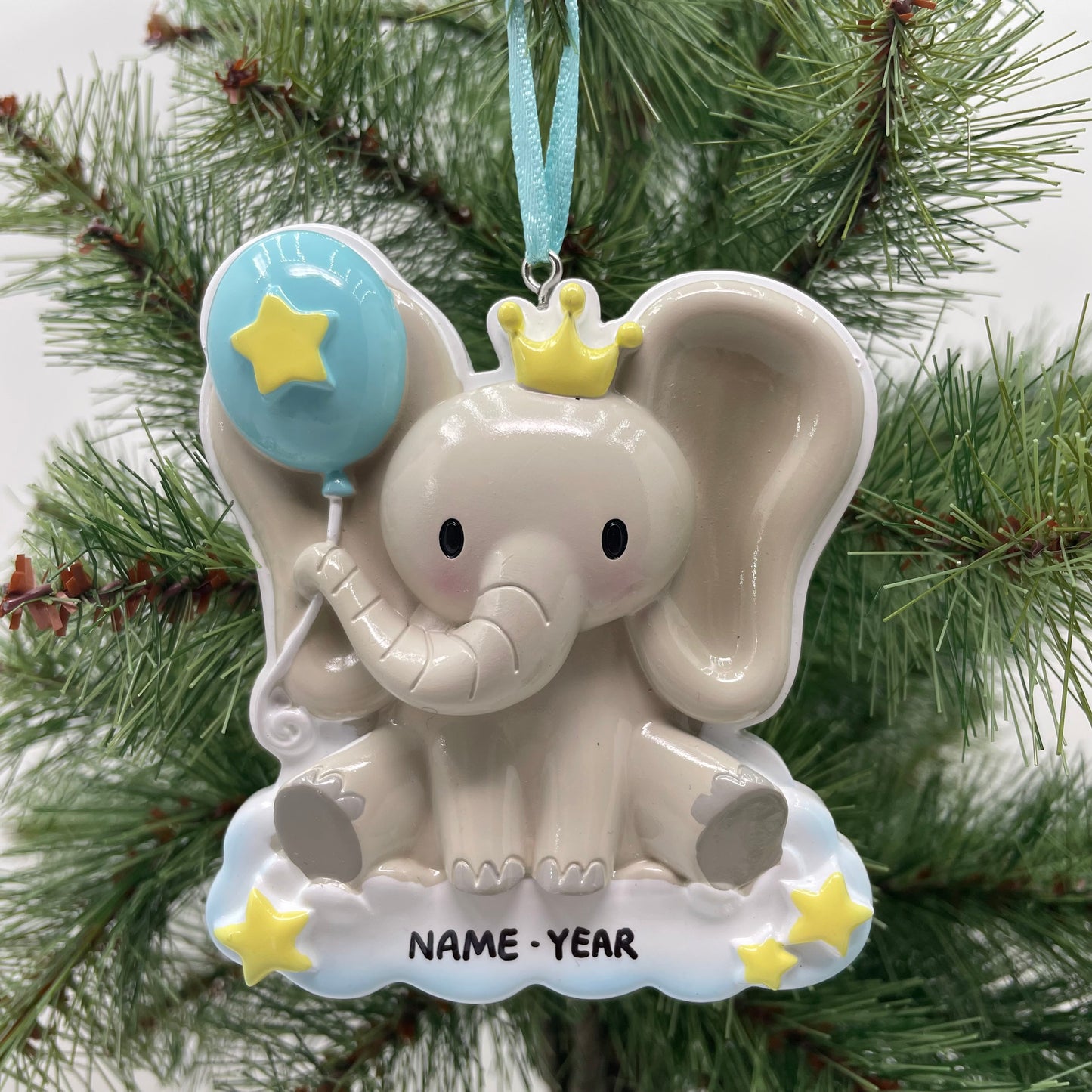 Baby Elephant Ornament for Baby Boy or Baby Girl - Handwritten Personalized