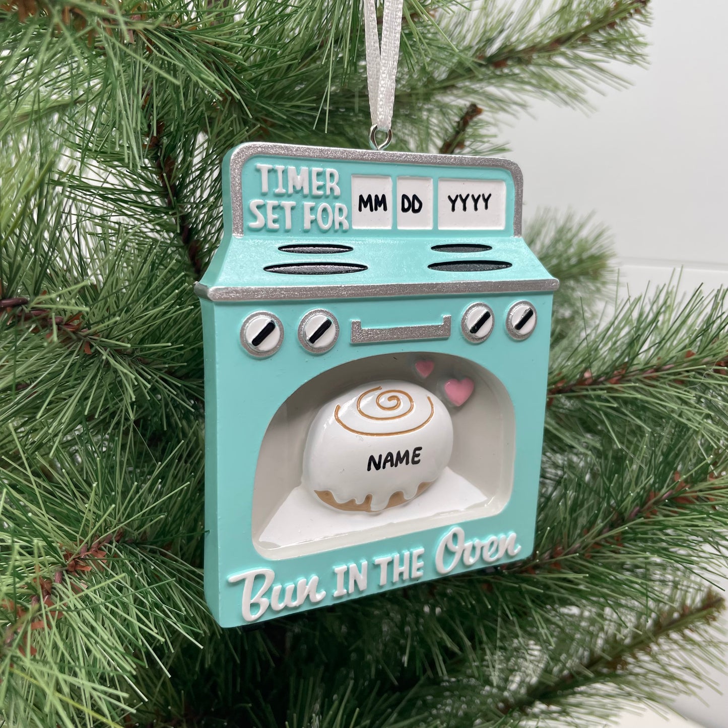 Bun In the Oven Baby Announcement Ornament, Expecting Parent, Mom To Be - Handwritten Personalized