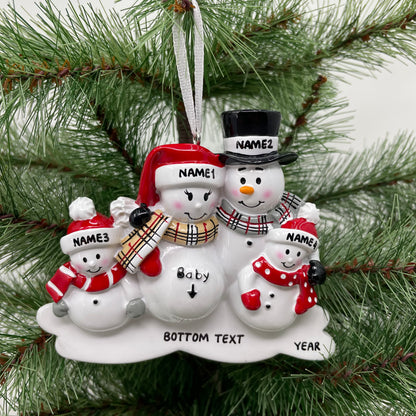 We're Expecting with Two Children Personalized Christmas Ornament
