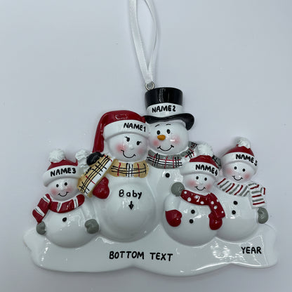 We're Expecting with Three Children Personalized Christmas Ornament