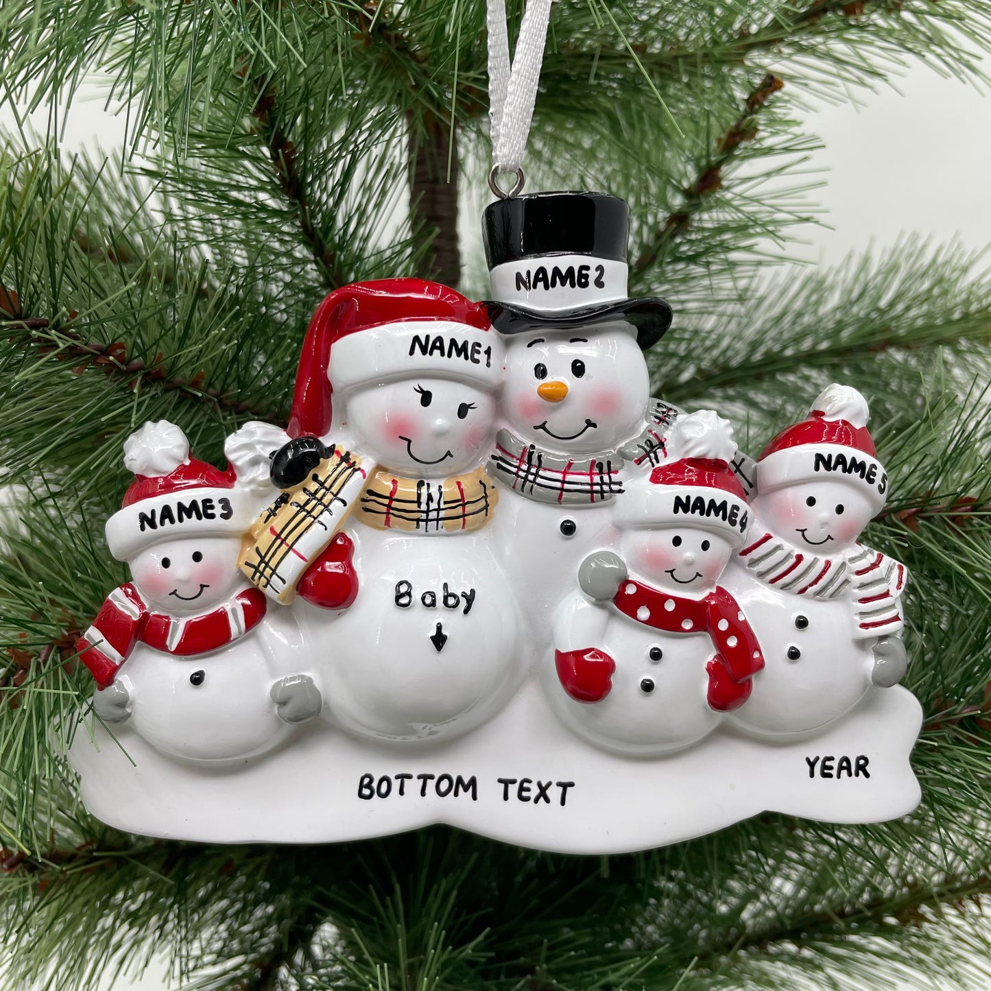 We're Expecting with Three Children Personalized Christmas Ornament