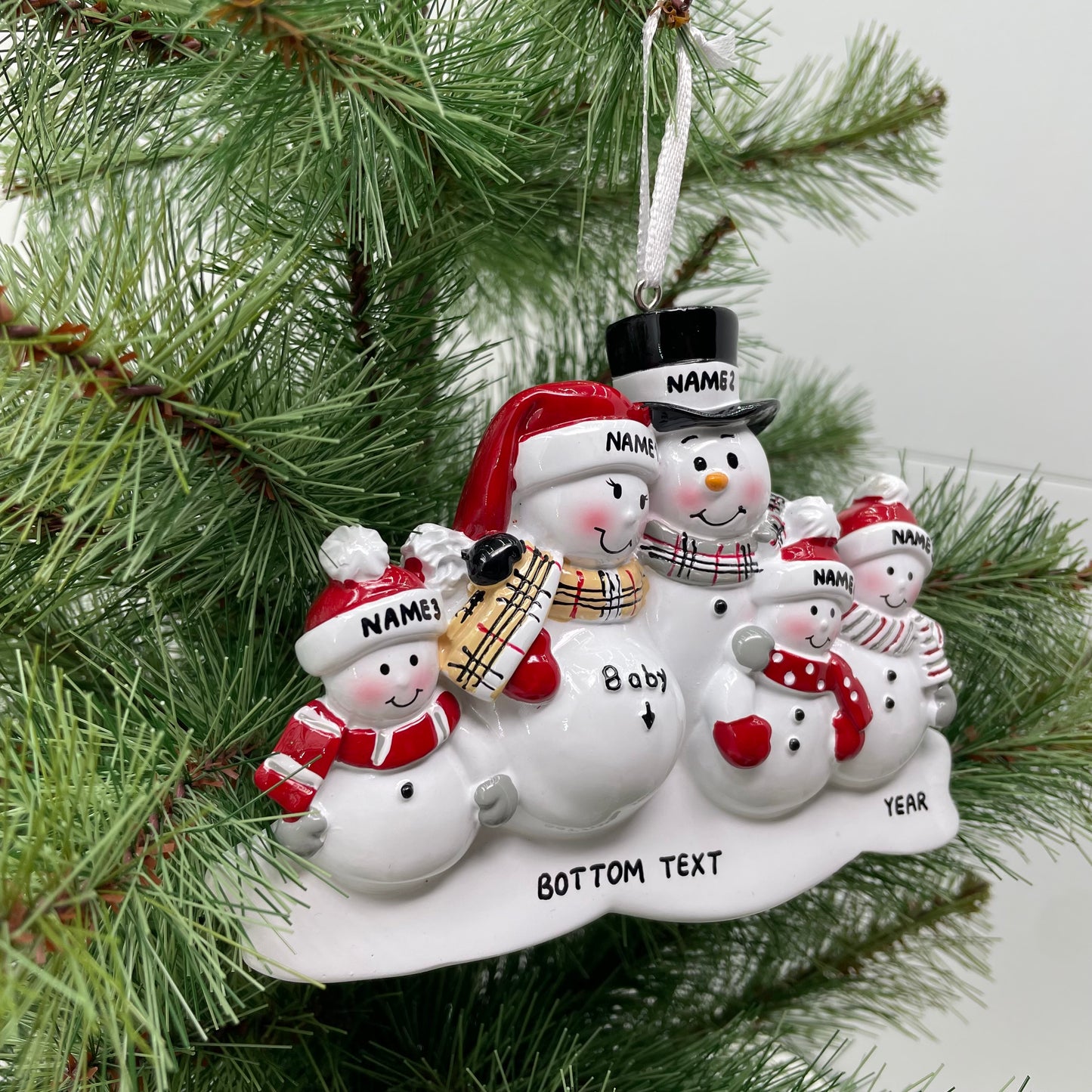 We're Expecting with Three Children Personalized Christmas Ornament