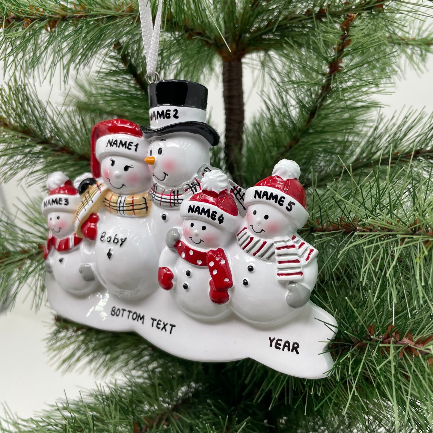 We're Expecting with Three Children Personalized Christmas Ornament