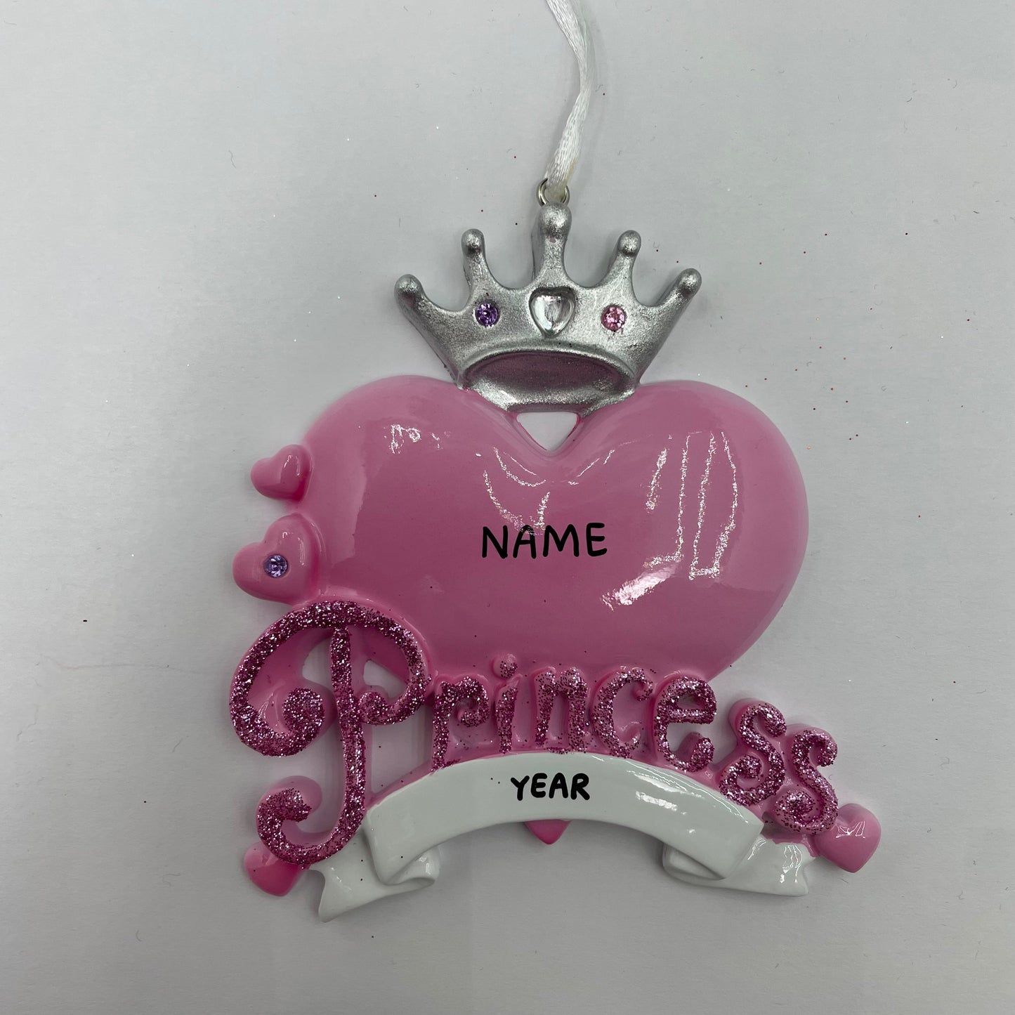 Princess Heart Ornament - Handwritten Personalized