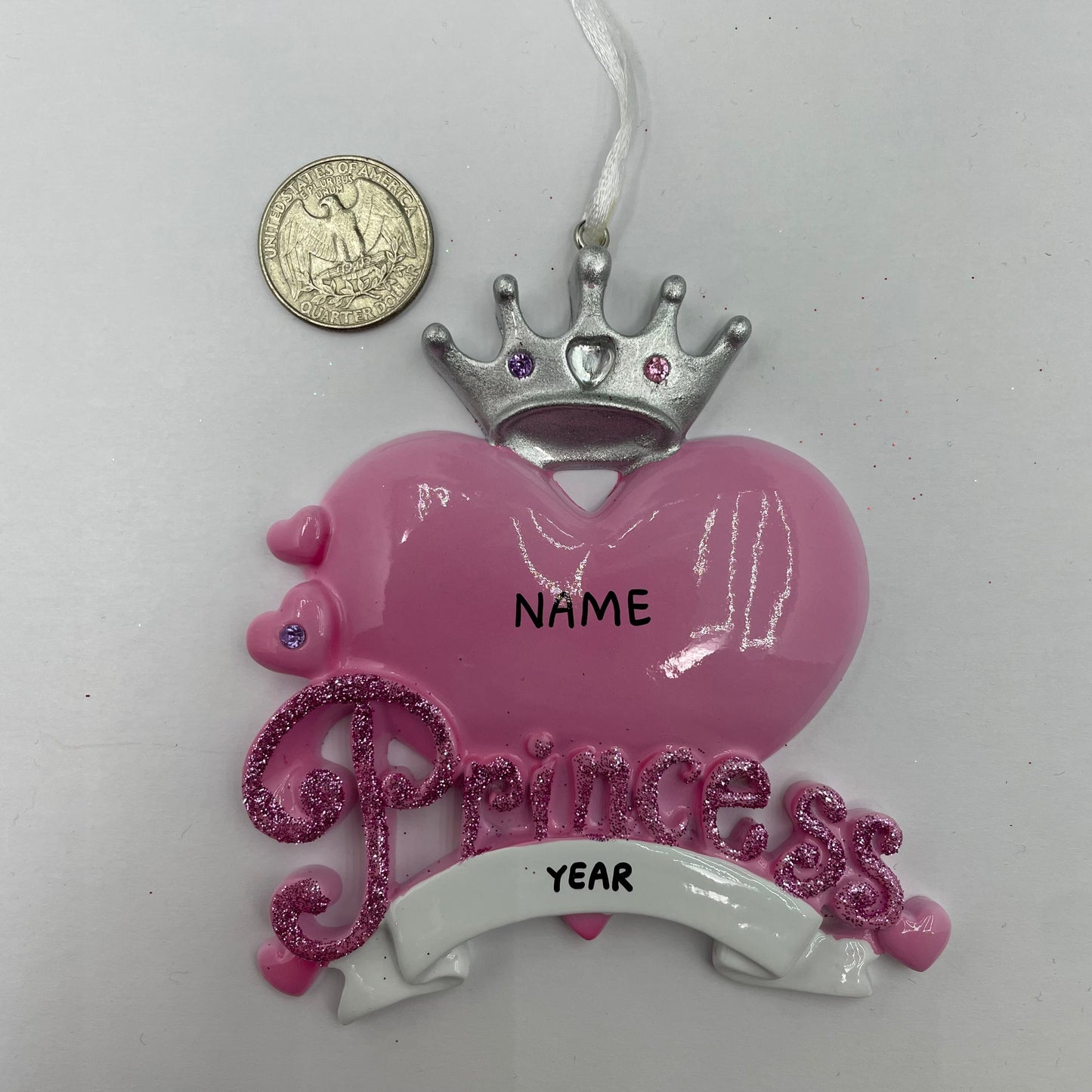 Princess Heart Ornament - Handwritten Personalized