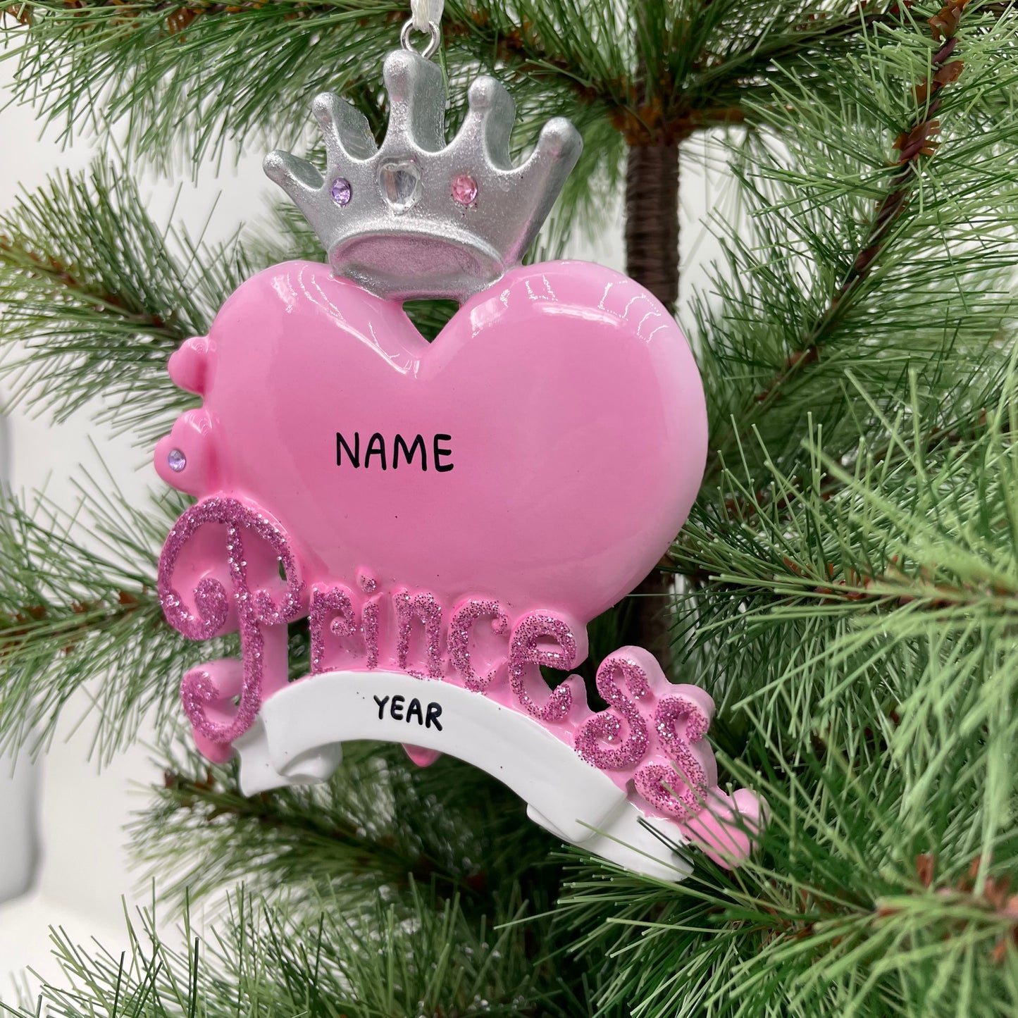 Princess Heart Ornament - Handwritten Personalized