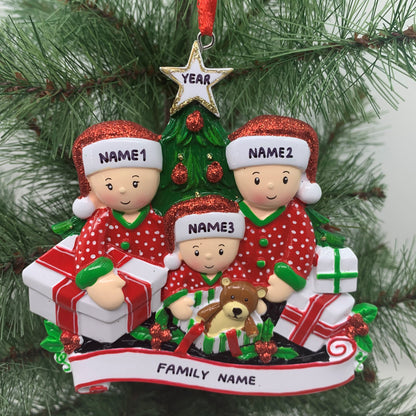 Opening Presents Family Ornament Personalized Ornament Family of 2 3 4 5 6 Christmas Ornament Holiday Gift Handwritten Ornament- Family of 3