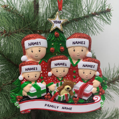 Opening Presents Family Ornament Personalized Ornament Family of 2 3 4 5 6 Christmas Ornament Holiday Gift Hand Personalized - Family of 5