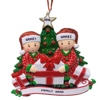 Opening Presents Family Ornament Personalized Ornament Family of 2 3 4 5 6 Christmas Ornament Holiday Gift Custom - Family of 2 Ornaments