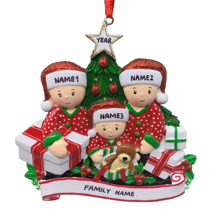 Opening Presents Family Ornament Personalized Ornament Family of 2 3 4 5 6 Christmas Ornament Holiday Gift Handwritten Ornament- Family of 3