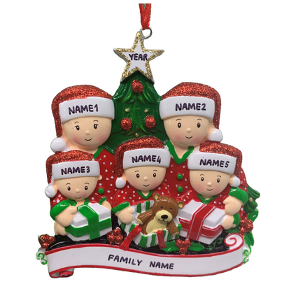 Opening Presents Family Ornament Personalized Ornament Family of 2 3 4 5 6 Christmas Ornament Holiday Gift Hand Personalized - Family of 5
