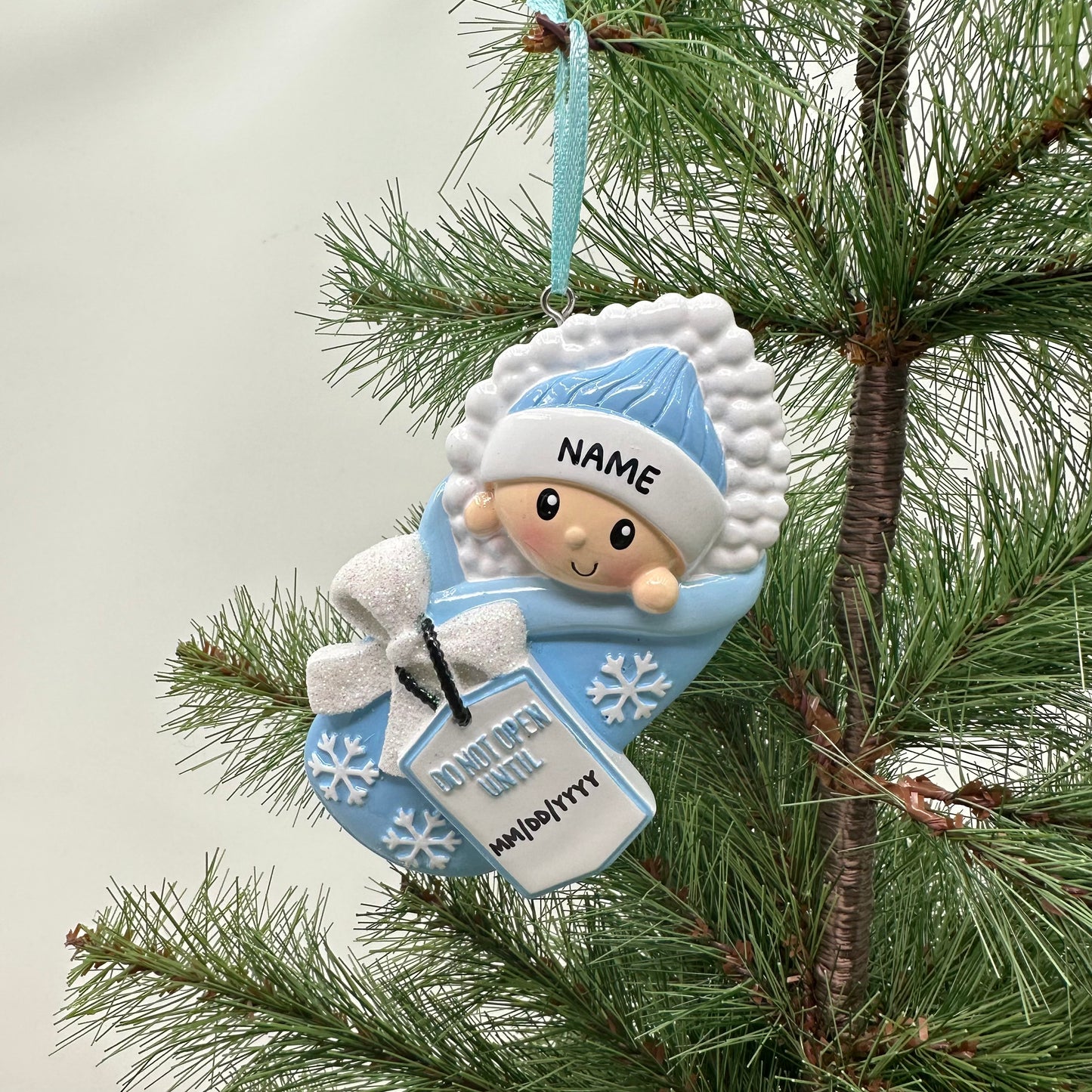 Do Not Open Until (Blue) Personalized Christmas Ornament