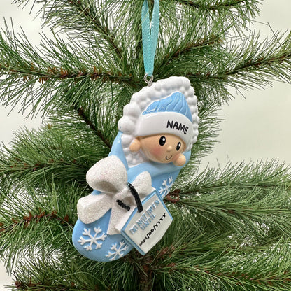 Do Not Open Until (Blue) Personalized Christmas Ornament