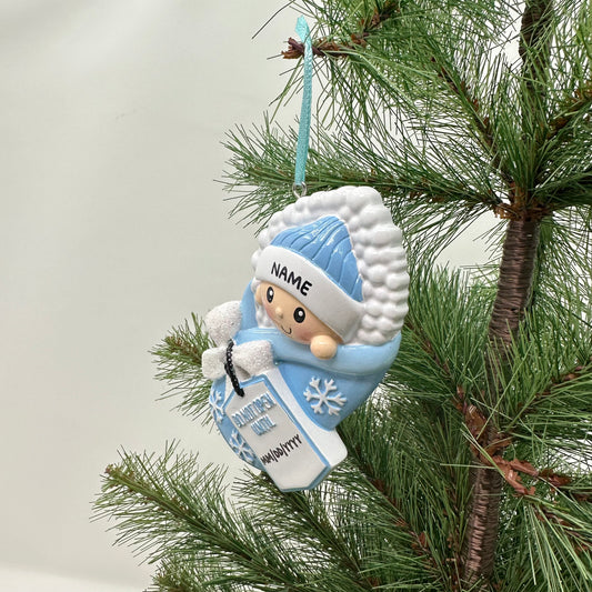 Do Not Open Until (Blue) Personalized Christmas Ornament