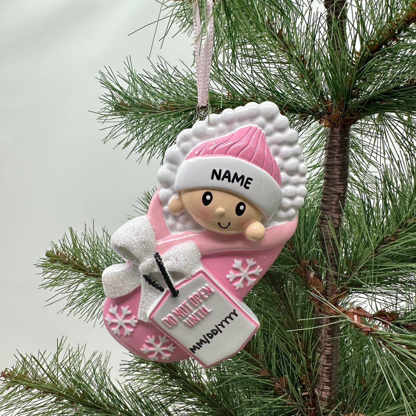 Do Not Open Until (Pink) Personalized Christmas Ornament