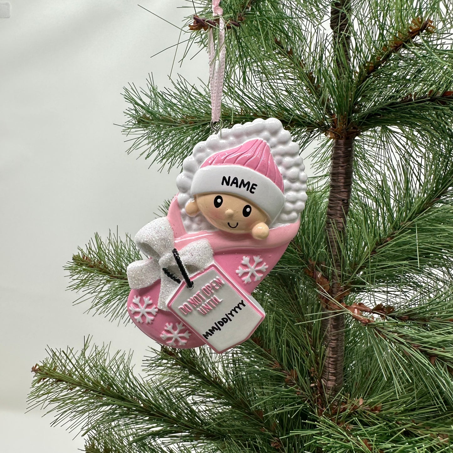 Do Not Open Until (Pink) Personalized Christmas Ornament