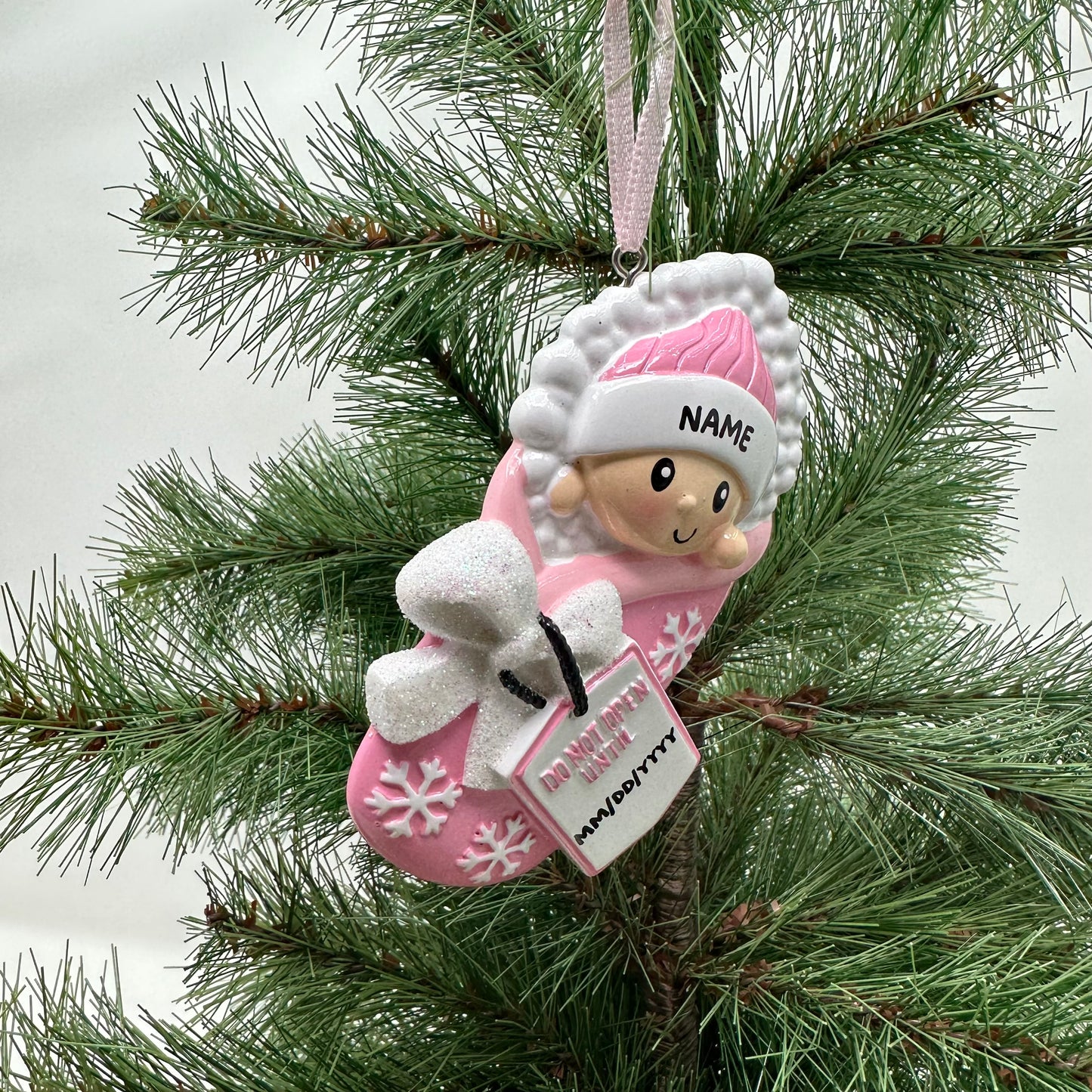 Do Not Open Until (Pink) Personalized Christmas Ornament