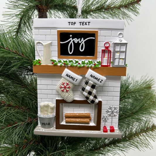 Fireplace Mantle Family Of 2 Personalized Christmas Ornament