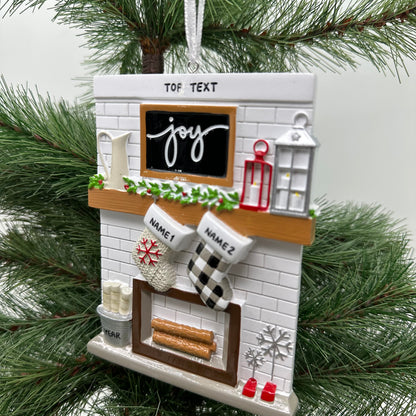 Fireplace Mantle Family Of 2 Personalized Christmas Ornament