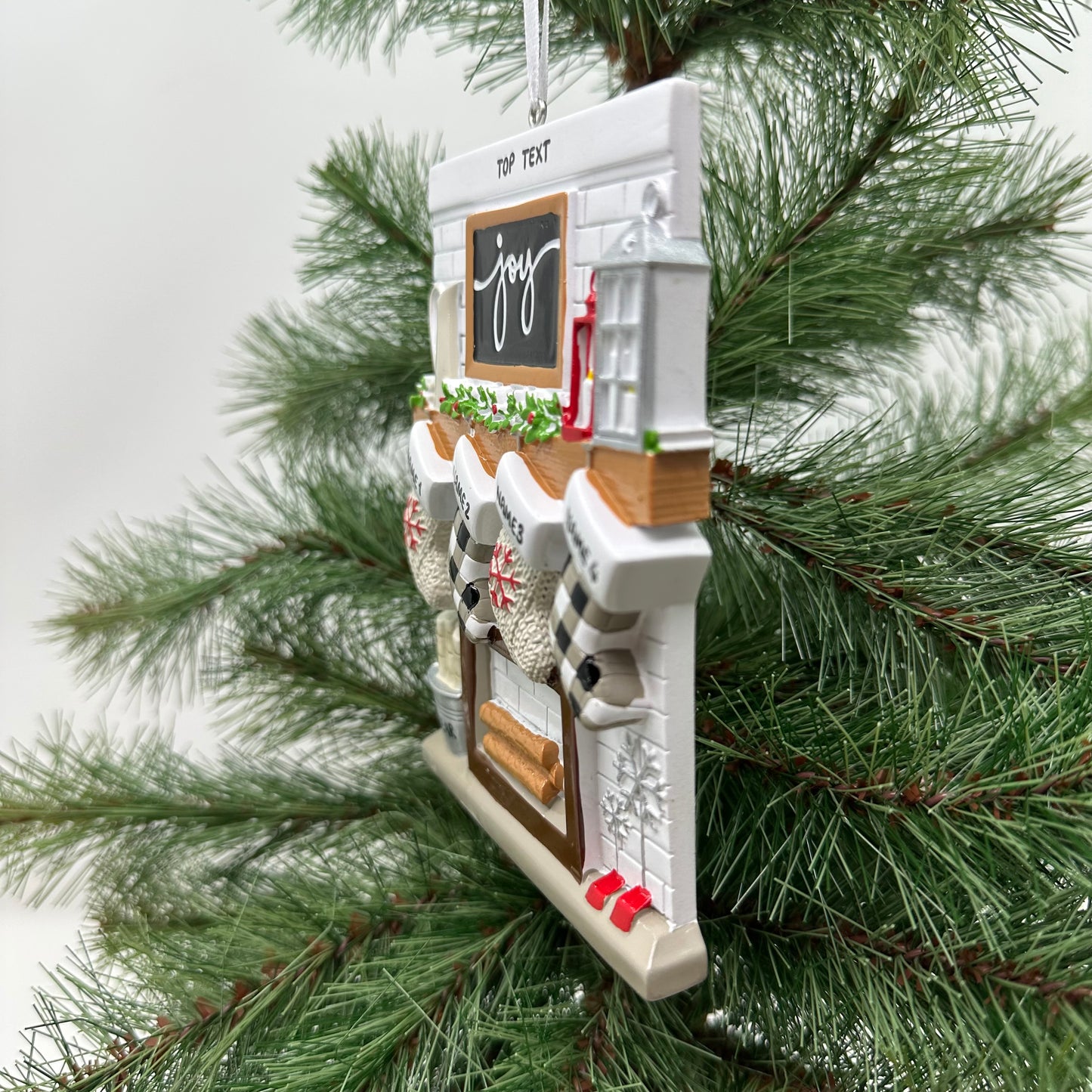 Fireplace Mantle Family Of 4 Personalized Christmas Ornament
