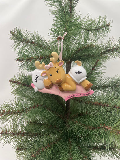 Baby Reindeer Pink Ornament