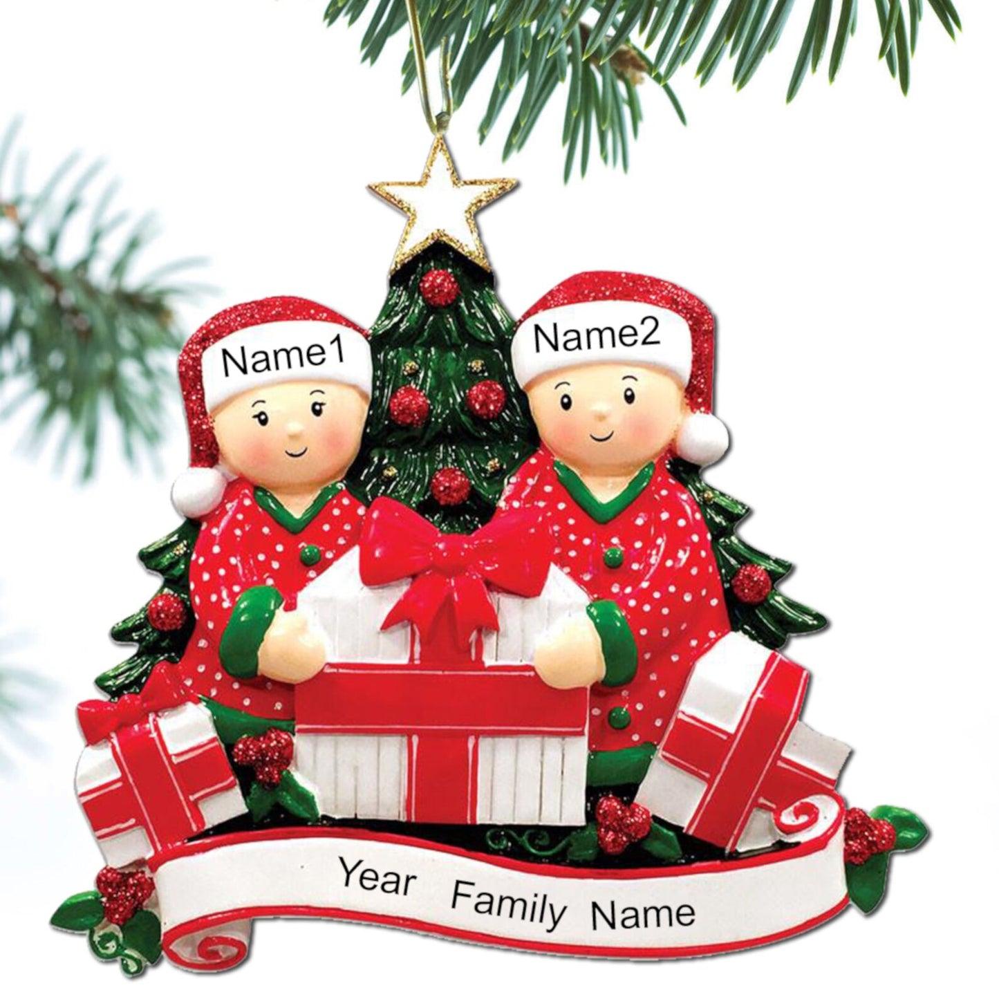 Opening Presents Family Ornament Personalized Ornament Family of 2 3 4 5 6 Christmas Ornament Holiday Gift Custom - Family of 2 Ornaments