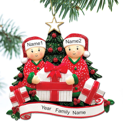 Opening Presents Family Ornament Personalized Ornament Family of 2 3 4 5 6 Christmas Ornament Holiday Gift Custom - Family of 2 Ornaments