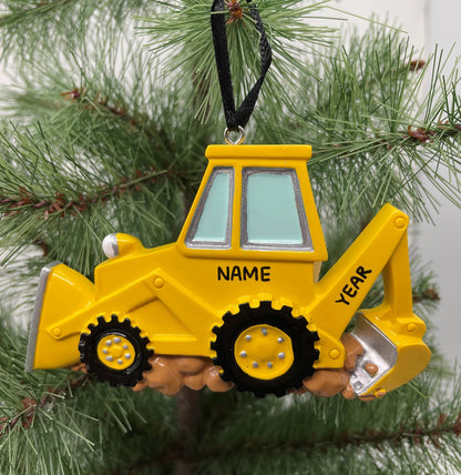 Excavator Ornament Backhoe Personalized Christmas Ornament Perfect Gift for Kids Custom Christmas Family Ornaments - Kid Ornaments