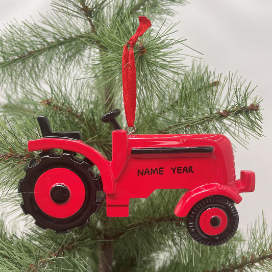 Red Tractor Ornament Personalized Christmas