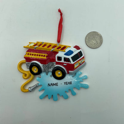 Red Fire Truck Ornament Fireman