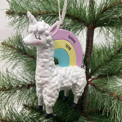 Llamacorn Personalized Christmas Ornament