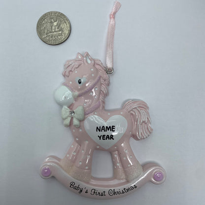 Baby Girl Rocking Horse Ornament